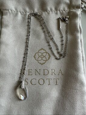 Kendra Scott Silver Clear Faceted Teardrop Pendant Necklace